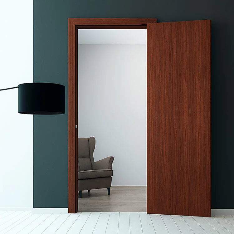 Offset pivot hinge set in stainless steel for doors up to 22 lbs, ideal for closets with 180º movement range