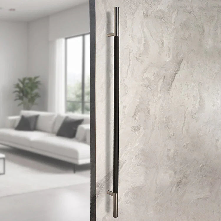 50" KNURLED LADDER PULL HANDLE - BACK-TO-BACK - SATIN/BLACK FINISH - 304 STAINLESS STEEL - MOD. L22