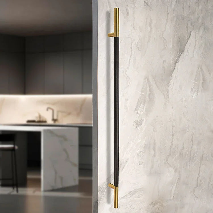 50" KNURLED LADDER PULL HANDLE - BACK-TO-BACK - BLACK/SATIN BRASS FINISH - 304 STAINLESS STEEL - MOD. L22