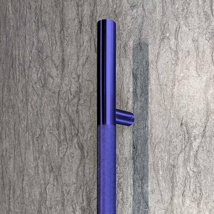 50" KNURLED LADDER PULL HANDLE - BACK-TO-BACK - BLUE FINISH - 304 STAINLESS STEEL - MOD. L22