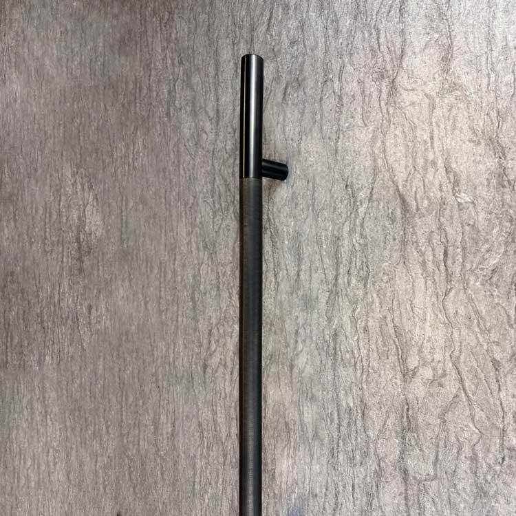50-inch black finish knurled ladder pull handle made of 304 stainless steel with modern texture and 1-1/4 inch tube diameter
