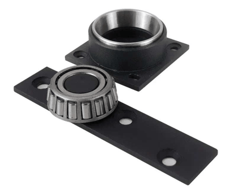 Heavy duty commercial industrial roller bearing pivot in black-enamel galvanized steel with 360-degree movement and high load capacity