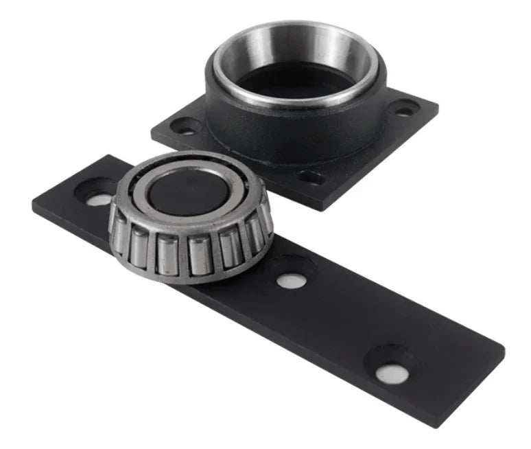 Heavy duty commercial industrial roller bearing pivot in black-enamel galvanized steel with 360-degree movement and high load capacity