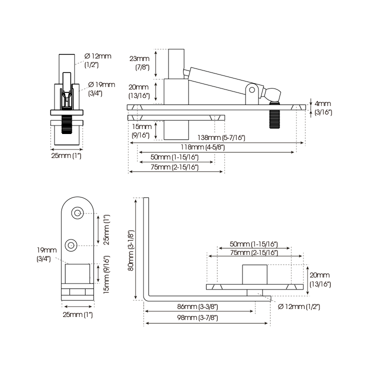 PIVOT HINGE FOR SWINGING DOORS STAINLESS STEEL MAX. 176 LB MOD. JK05195