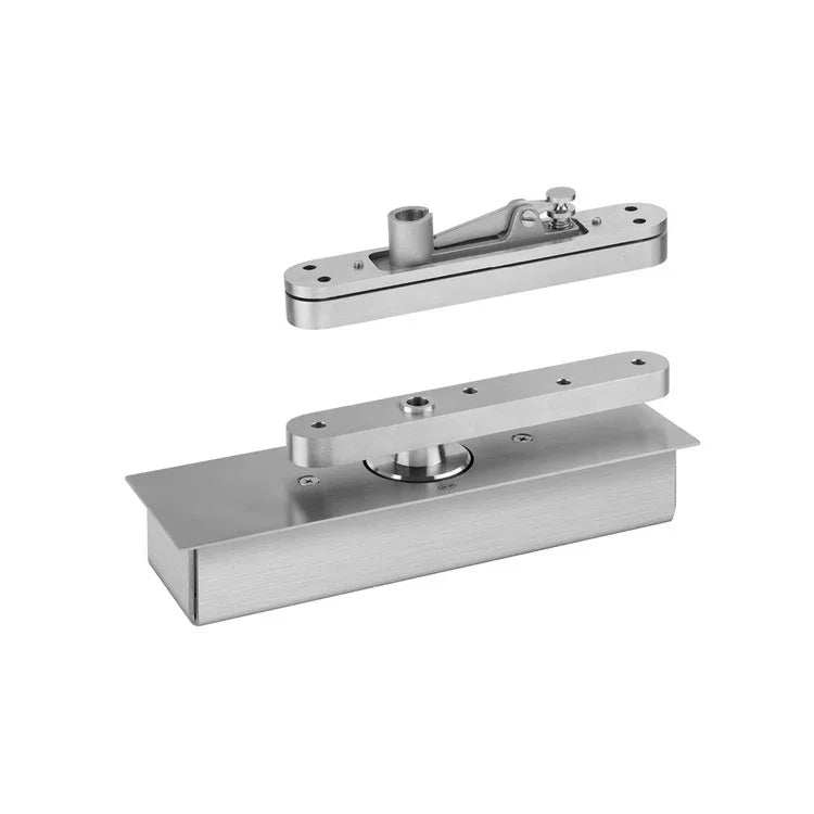 Heavy duty stainless steel door pivot for doors up to 1100 lbs, model JK05500 with satin finish and 360° movement