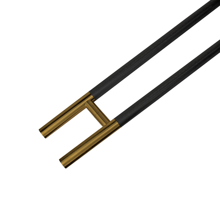 50" KNURLED LADDER PULL HANDLE - BACK-TO-BACK - BLACK/SATIN BRASS MARINE FINISH - 304 STAINLESS STEEL - MOD. L22