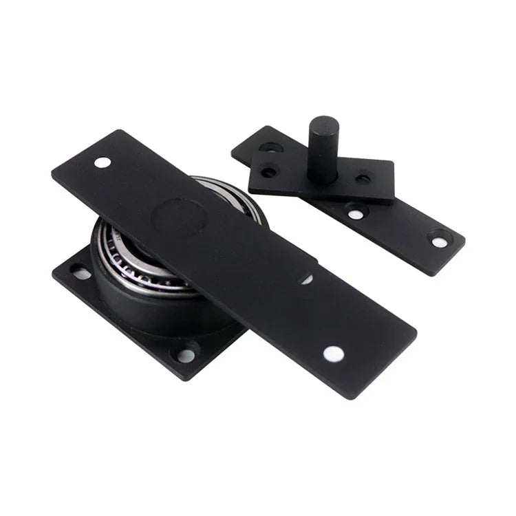 Heavy duty commercial galvanized steel industrial roller bearing pivot with black enamel finish and 360 degree movement