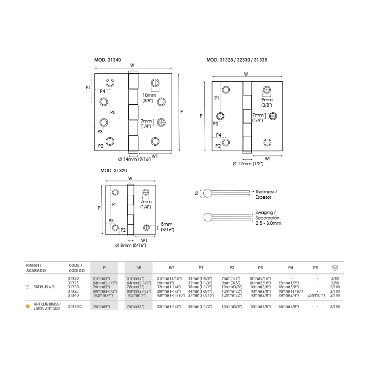 FULL MORTISE PLAIN BEARING 