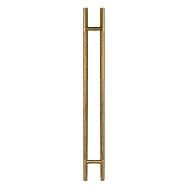 50-inch knurled satin brass ladder pull handle made of 304 stainless steel with modern texture and 1-1/4 inch diameter tubes