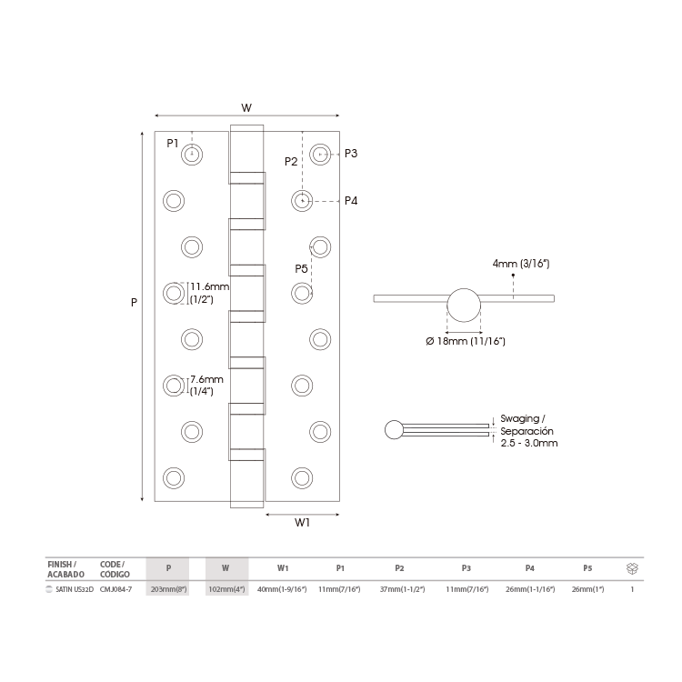 HEAVY DUTY BALL BEARING BUTT HINGE 