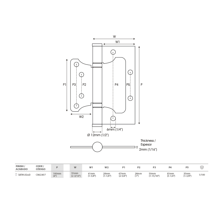 BI-FOLDING NON-MORTISE HINGE 