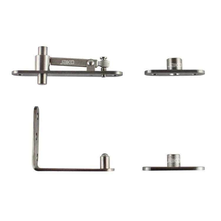 Stainless steel pivot hinge for swinging doors with 150-degree movement and 176 lb capacity
