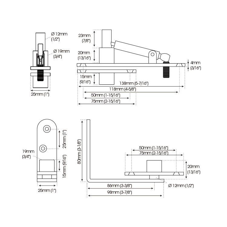 Technical drawing of a stainless steel pivot hinge for swinging doors with dimensions and specifications for model JK05195 supporting up to 176 lbs.