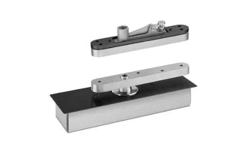 Heavy duty stainless steel free-swing door pivot for doors up to 1100 lbs with 360° movement and satin finish